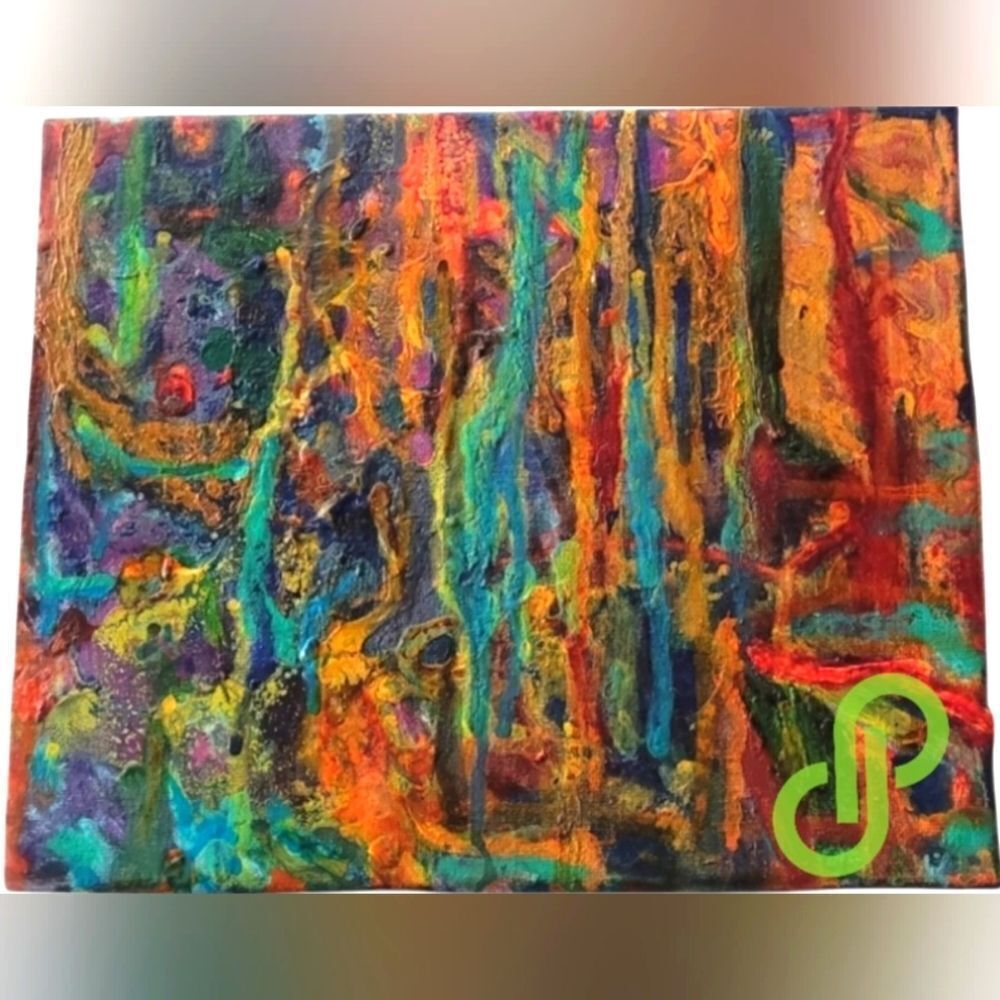 Paint poured canvas